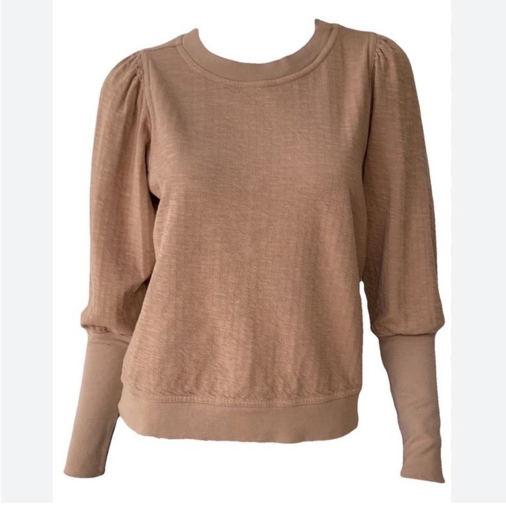 Apiece Apart Olimpio Puff Sleeve Cotton Sweatshirt Camel Feminine Small